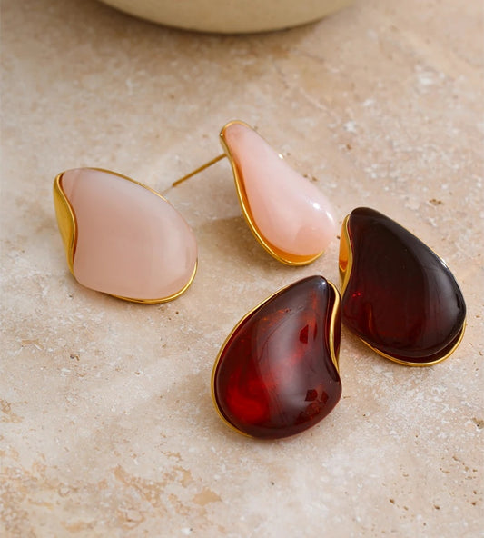 Resin acrylic water drop stud earrings - product image