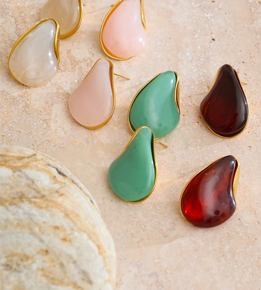 Resin acrylic water drop stud earrings - product image