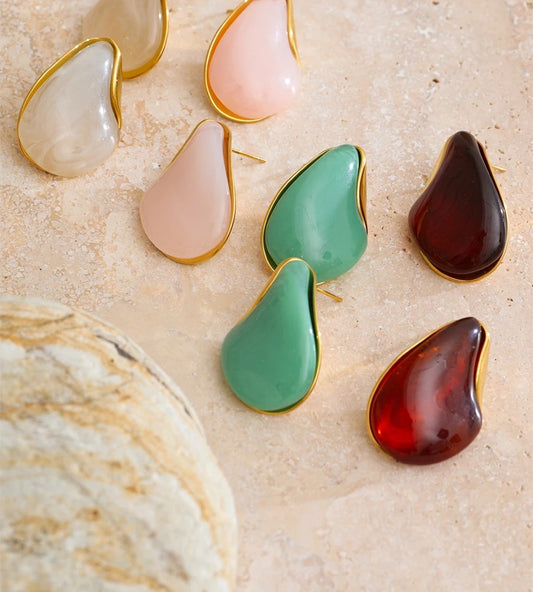 Resin acrylic water drop stud earrings - product image