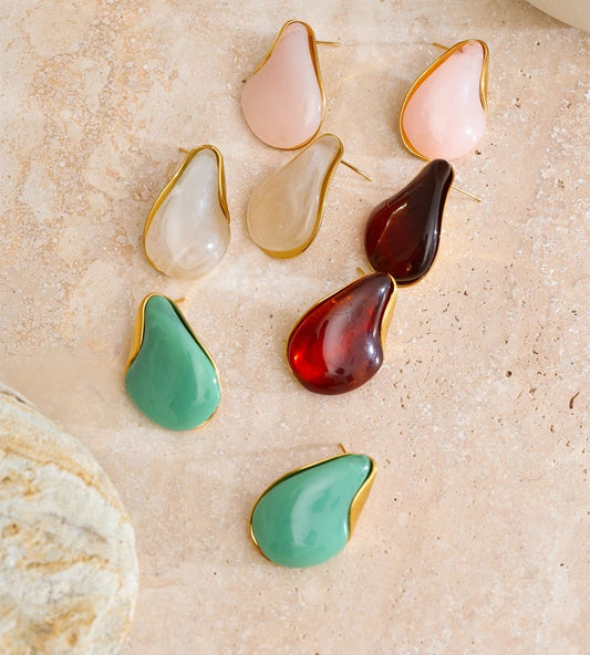 Resin acrylic water drop stud earrings - product image