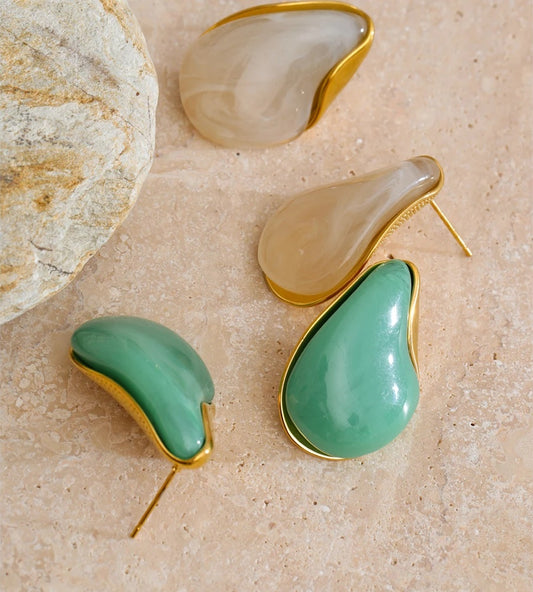 Resin acrylic water drop stud earrings - product image