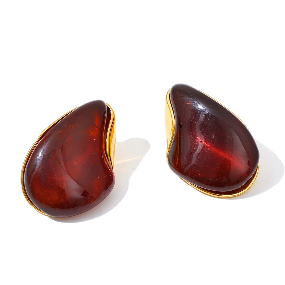 Resin acrylic water drop stud earrings - product image