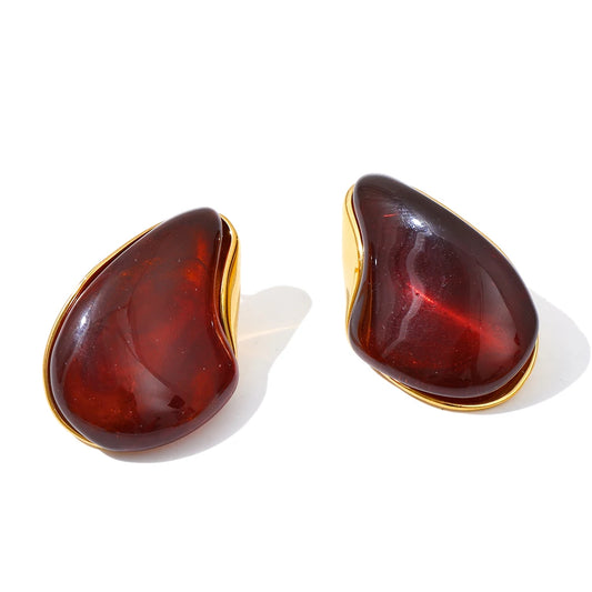Resin acrylic water drop stud earrings - product image