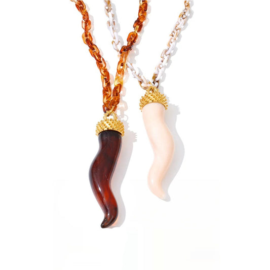 Resin chain chili pendant handmade necklace - product image