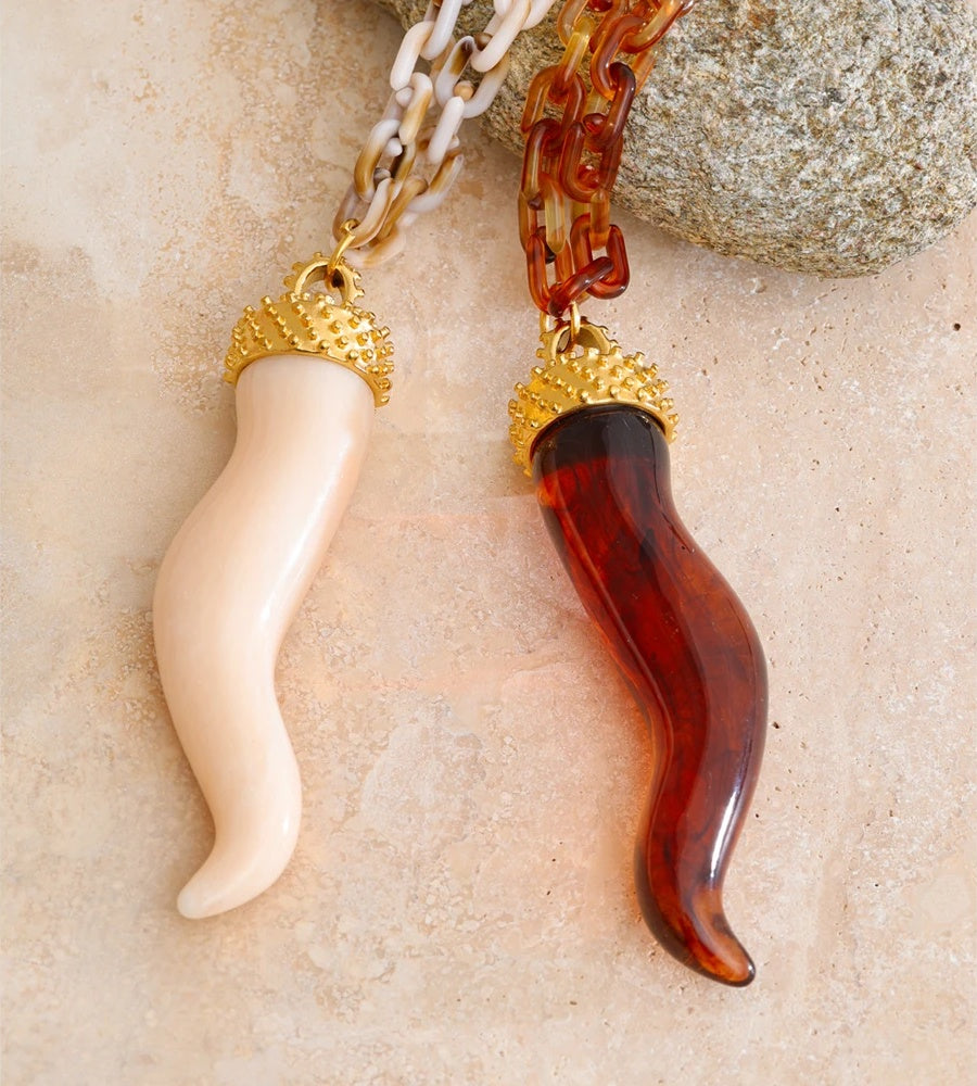 Resin chain chili pendant handmade necklace - product image