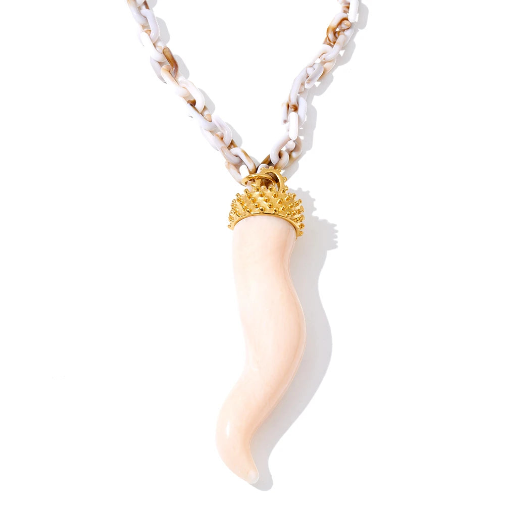 Resin chain chili pendant handmade necklace - product image