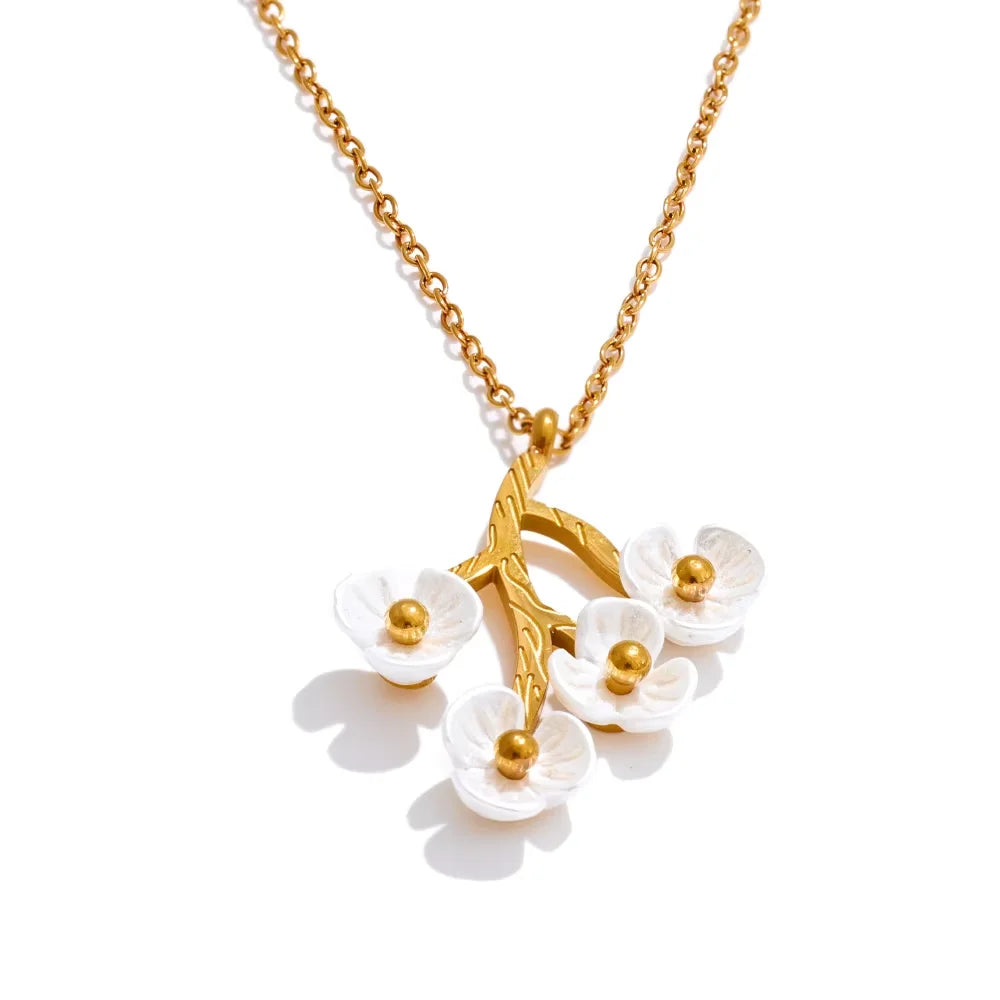 Resin flower jewelry set ring earrings necklace - product image