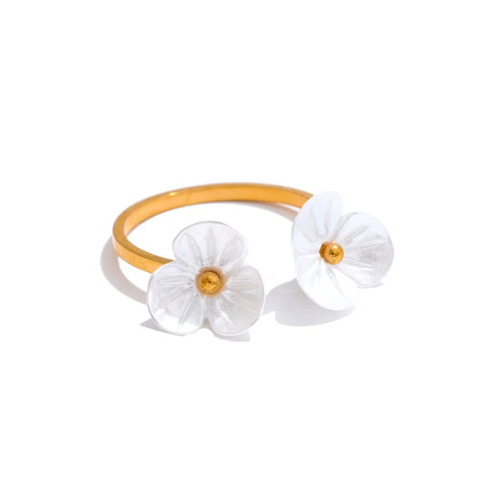 Resin flower jewelry set ring earrings necklace - product image