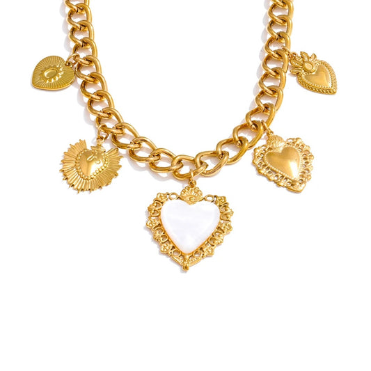Resin heart love drop cuban chain necklace - product image