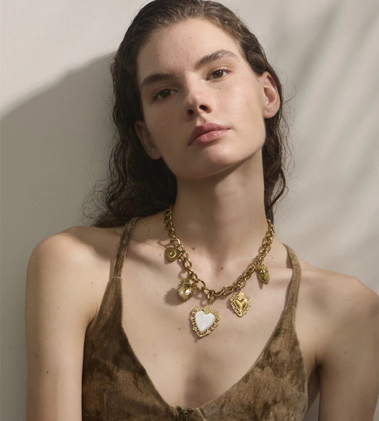 Resin heart love drop cuban chain necklace - product image