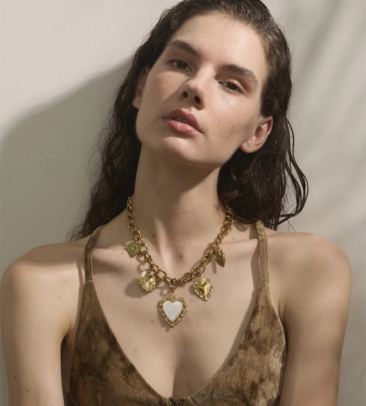 Resin heart love drop cuban chain necklace - product image