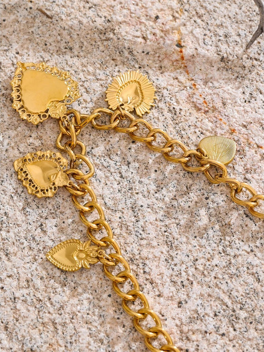 Resin heart love drop cuban chain necklace - product image