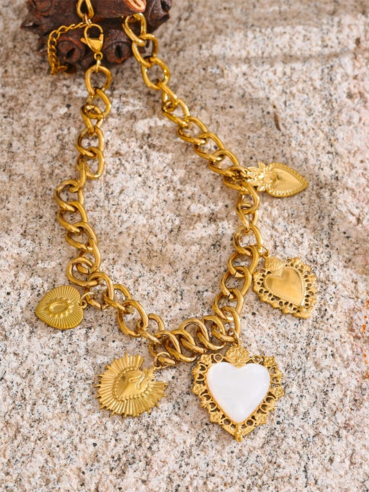 Resin heart love drop cuban chain necklace - product image