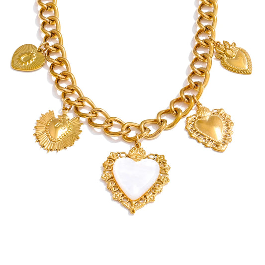 Resin heart love drop cuban chain necklace - product image