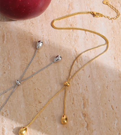 Retractable chain pendant drop minimalist necklace - product image