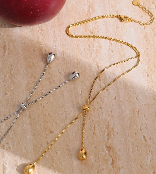 Retractable chain pendant drop minimalist necklace - product image