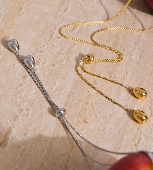 Retractable chain pendant drop minimalist necklace - product image