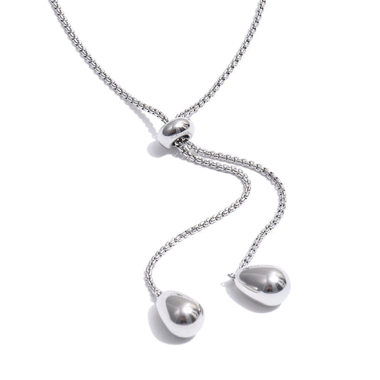 Retractable chain pendant drop minimalist necklace - product image