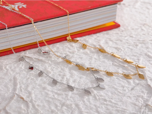 Rhombus chain drop minimalist collar pendant necklace - product image