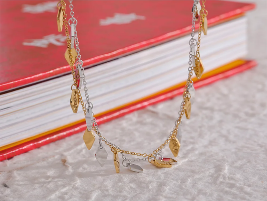 Rhombus chain drop minimalist collar pendant necklace - product image