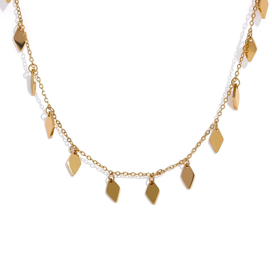 Rhombus chain drop minimalist collar pendant necklace - product image