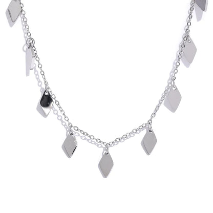 Rhombus chain drop minimalist collar pendant necklace - product image