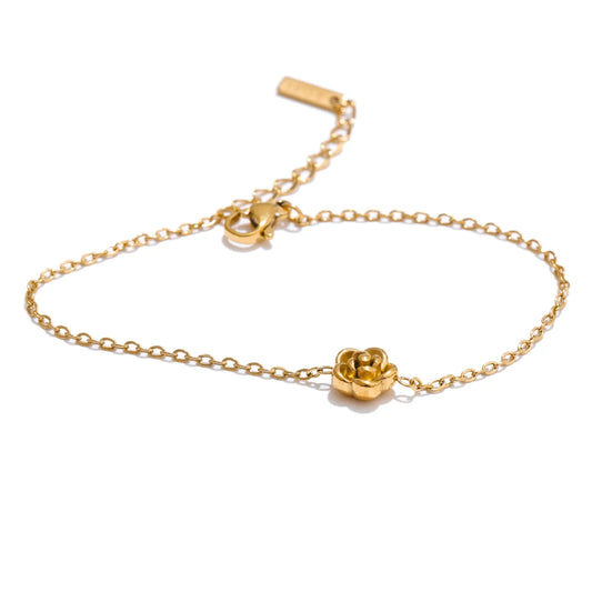 Rose flower chain necklace bracelet earrings set - product image