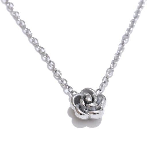 Rose flower chain necklace bracelet earrings set - product image