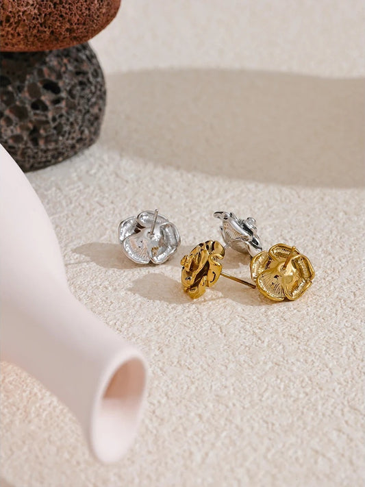 Rose flower daily texture push-back stud earrings - product image