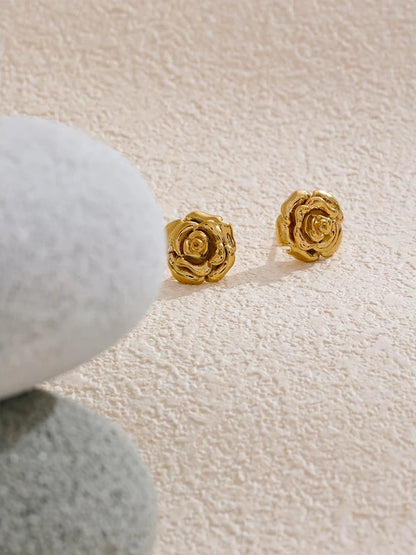 Rose flower daily texture push-back stud earrings - product image