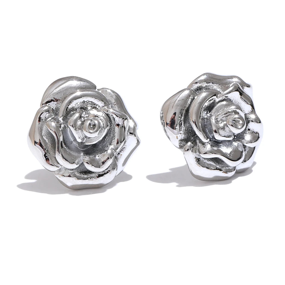 Rose flower daily texture push-back stud earrings - product image