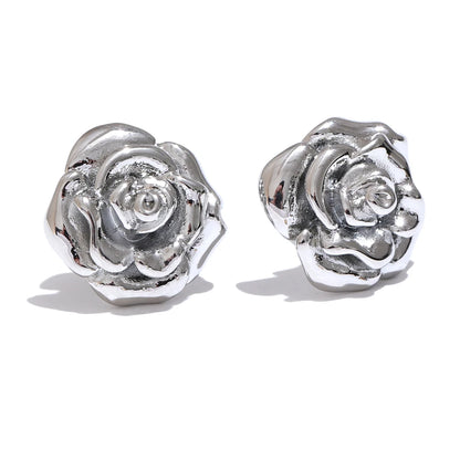Rose flower daily texture push-back stud earrings - product image