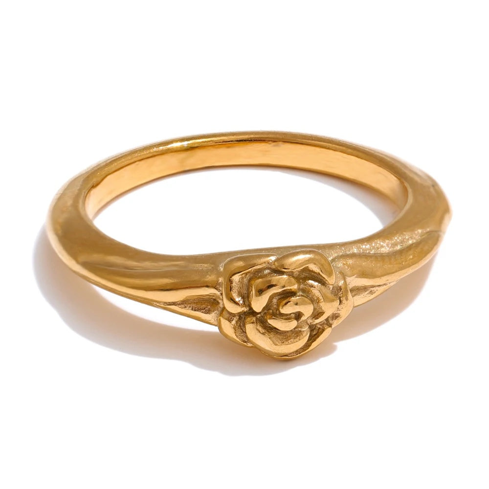 Rose flower integrated fashion abstract ring - product image