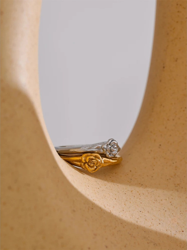 Rose flower integrated fashion abstract ring - product image