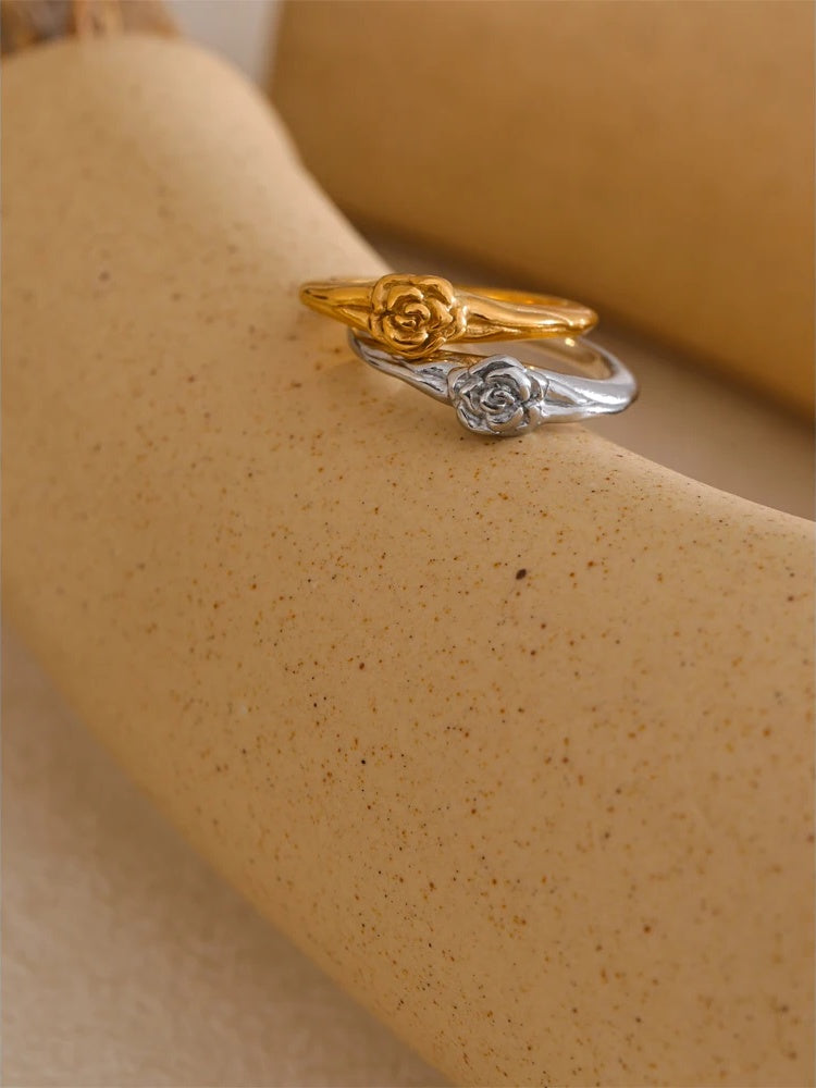 Rose flower integrated fashion abstract ring - product image