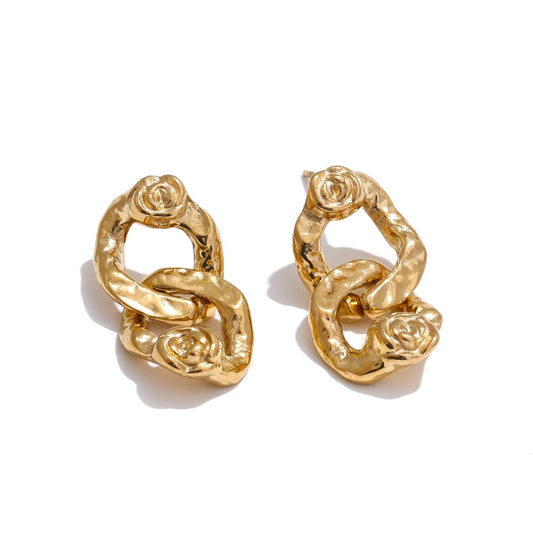 Rose flower minimalist drop dangle earrings - product image