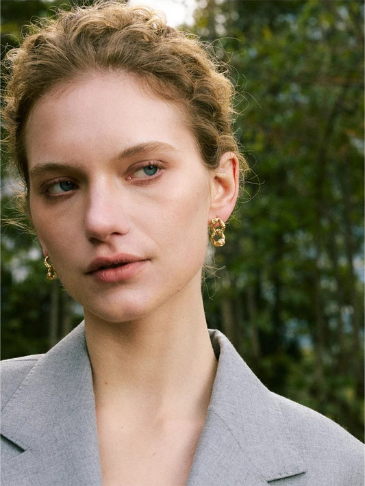Rose flower minimalist drop dangle earrings - product image