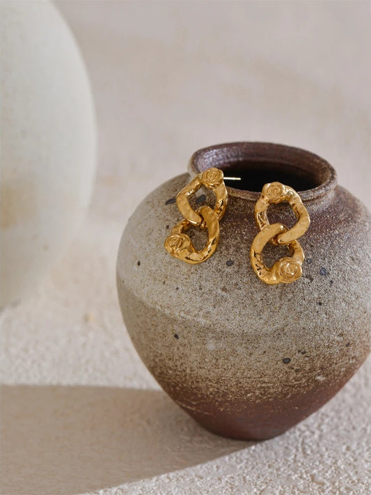 Rose flower minimalist drop dangle earrings - product image