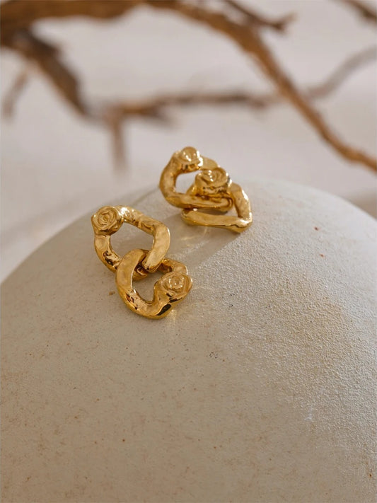 Rose flower minimalist drop dangle earrings - product image