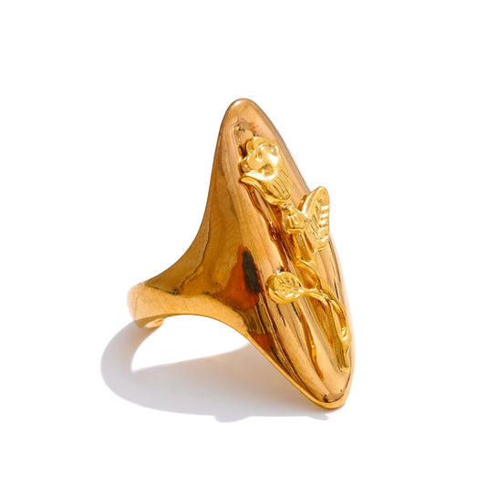 Rose flower smooth cast fashion ring - product image
