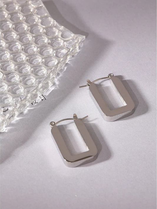 Rose gold square hoop earrings women - product image