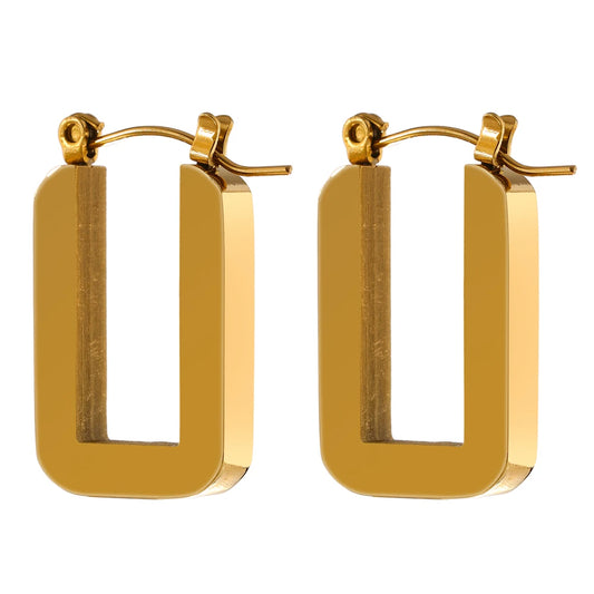 Rose gold square hoop earrings women - product image