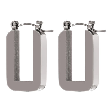 Rose gold square hoop earrings women - product image