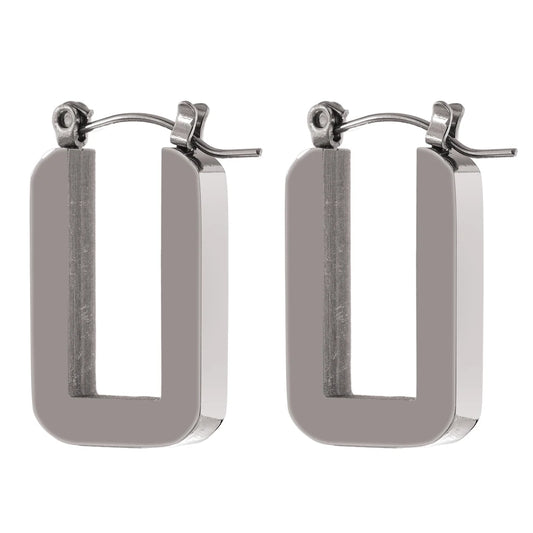 Rose gold square hoop earrings women - product image
