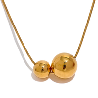 Round Ball Beads Pendant Fashion Gold Necklace