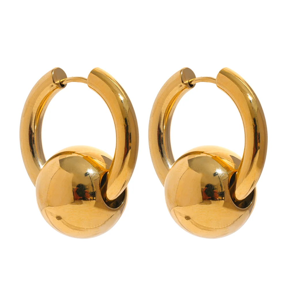 Round ball textured hoop earrings - product image