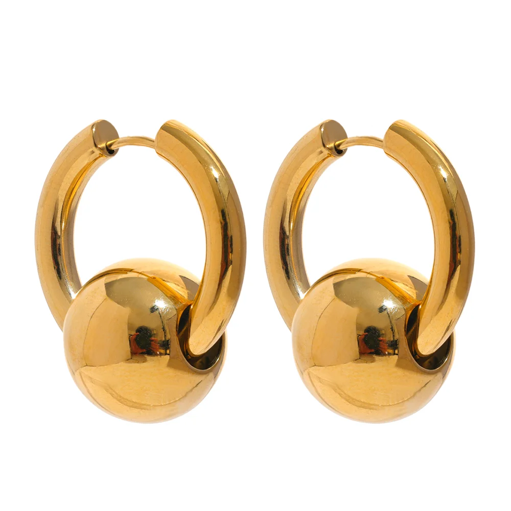 Round ball textured hoop earrings - product image
