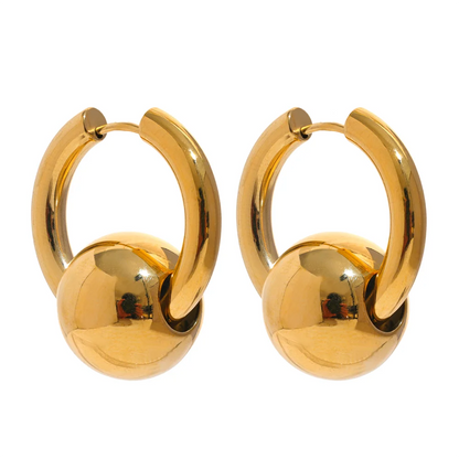 Round ball textured hoop earrings - product image