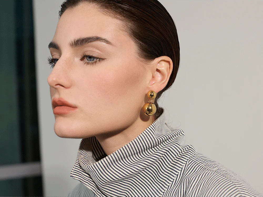 Round beads ball dangle earrings waterproof - product image