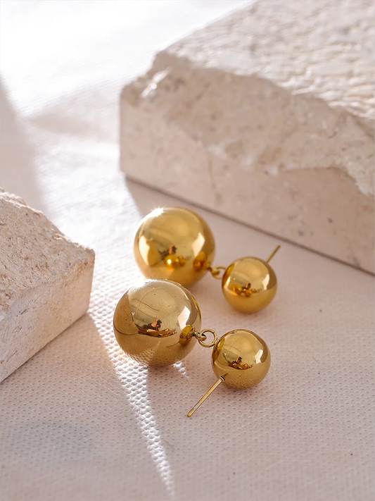 Round beads ball dangle earrings waterproof - product image